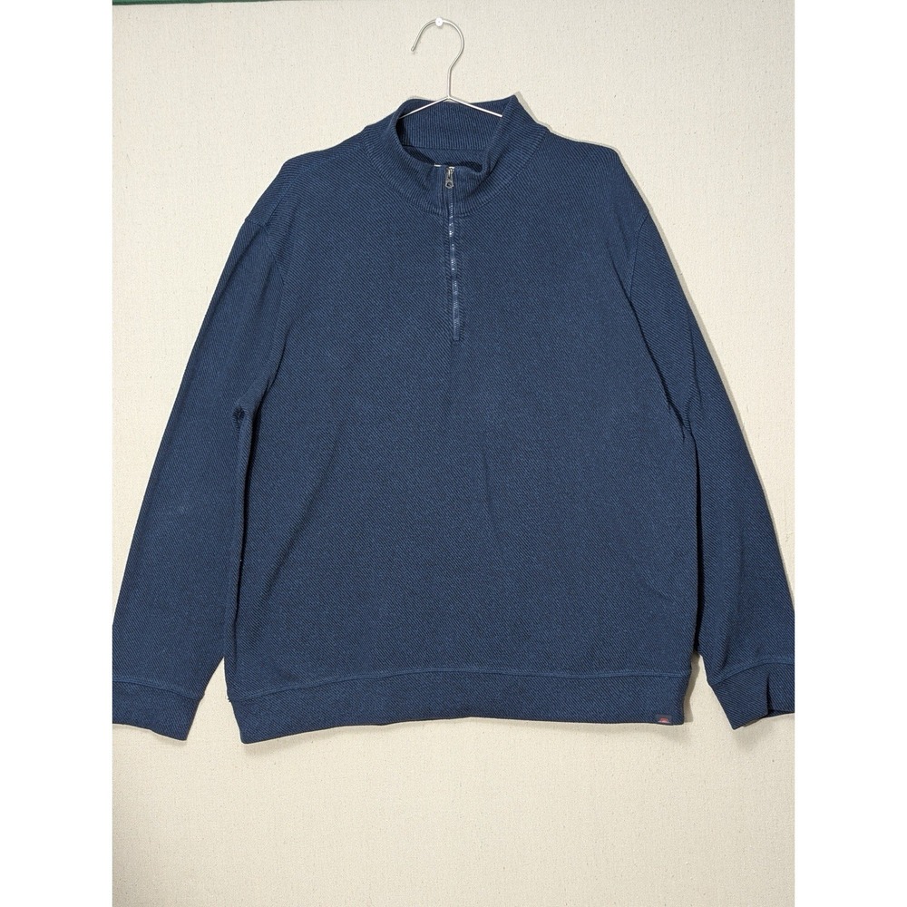 Faherty Sz XXL Organic‎ Cotton Mock Neck Outdoor Sweater Navy 1/4 Zip Minimalist